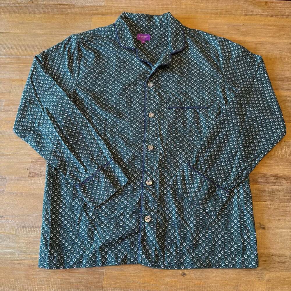 Liberty London Peacock Manor Pajama Shirt Green Hera Cotton Top Women Size M PJs